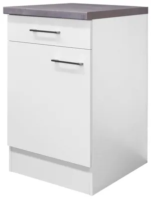 Produktbild von Flex Well Unterschrank mit Schublade und Drehtür Varo BxTxH 50 x 60 x 86 cm weiß matt zerlegt Anschlag reversibel 00010975