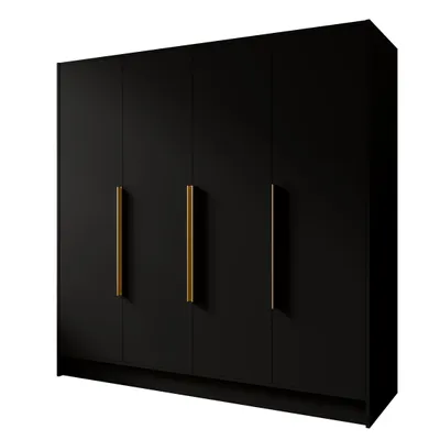 Produktbild von Kleiderschrank Goya I 200 cm (schwarz, goldene Griffe)