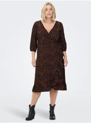 Produktbild von Braunes und schwarzes ONLY CARMAKOMA Lux Lea Wickelkleid für Damen