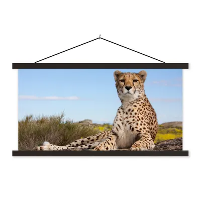 Produktbild von MuchoWow® Textilposter Leopard - Tiere - Natur 150x75 cm mit schwarzem Rahmen - Posterleiste