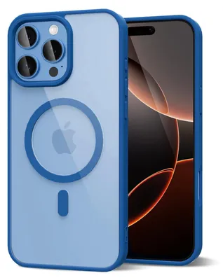 Obrázek produktu pro Magnetický kryt pro iPhone 16 Pro, kompatibilní s MagSafe, průhledné nárazuvzdorné pouzdro, ochranný zadní kryt Modrá