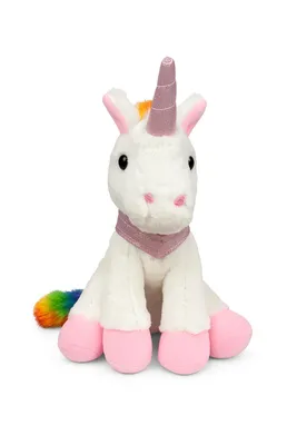 Produktbild von Plüschtier Einhorn 21 cm Weiß mit Horn Rosa und Schweif Regenbogen – Weiches Stofftier, Kuscheltier für Kinder
