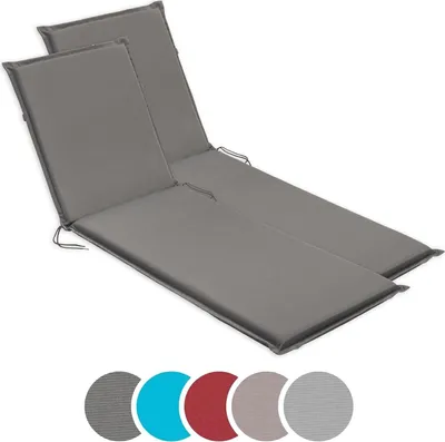 Produktbild von sleepling - 2er Set Gartenliege Auflage, Polster Sonnenliege, 190 x 58 cm, 6 cm dick, grau