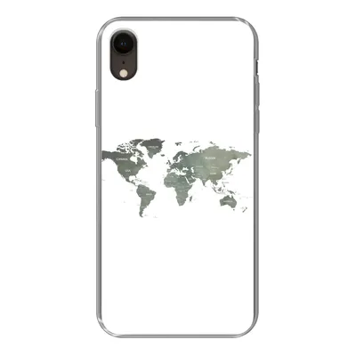 Produktbild von MuchoWow® Handyhülle Schutzhülle Hülle für iPhone XR Weltkarte - Grün - Weiß Silikon Softcase Handy Hülle - Schutzdeckel