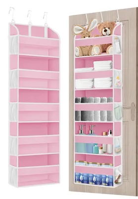 Imagen del producto de Organizador de almacenamiento para colgar detrás de la puerta, con 3 ganchos y 5 compartimentos