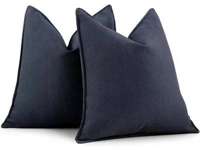 Zdjęcie produktu dla Zestaw 2 dekoracyjnych poszewek na poduszki 40x40 cm, wykonanych z materiału typu chenille, kolor granatowy