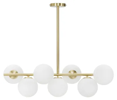 Immagine prodotto di Lampadario Glamy 7 luci in ferro dorato con sfere in vetro bianco