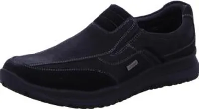 Produktbild von Herren Slipper schwarz aus Nubukleder mit Filzfutter und flachem Absatz