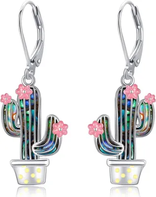 Produktbild von Kaktus Ohrringe Damen 925 Sterling Silber Sukkulenten Schmuck