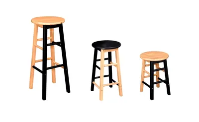 Image de Tabouret de bar en bois d'hévéa - Tabouret de bar robuste en 3 tailles 32x32x47 cm Marron