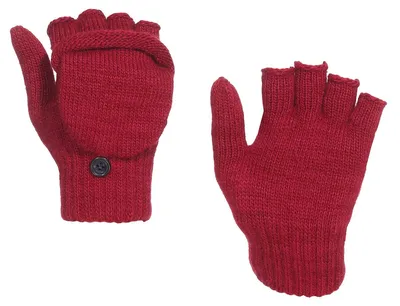 Produktbild von Claus Modes Uni Halbfinger Handschuh mit Klappe Fäustling, weinrot