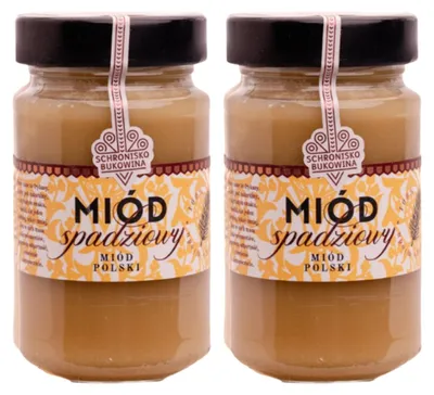 Image de Petit pot de miel de miellat 240 ml/350 g Schronisko Bukowina - 2 x