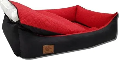 Immagine prodotto di Letto per cani - 100 x 70 cm - rivestimento lavabile - impermeabile - letto per cani - cuscino - rosso / nero
