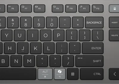 Produktbild von HP 725 Kabellose Tastatur für mehrere Geräte, Volle Größe (100%), Kabellos, RF Wireless + Bluetooth, Schwarz