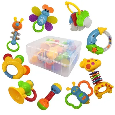 Immagine prodotto di Set di 11 pezzi, sonaglio, anello da mordere e giocattoli per neonati, colore blu