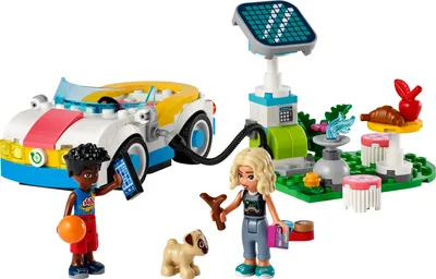 Produktbild von LEGO Friends E-Auto mit Ladestation, Elektroauto für Kinder, Auto-Spielzeug für Rollenspiele mit den Figuren Nova und Zac, kleines Set, Geschenk für Mädchen und Jungen ab 6 Jahren 42609