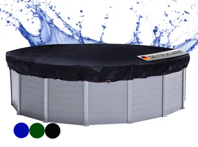 Immagine prodotto di Copertura per piscina rotonda per piscine da 500-550 cm | Dimensioni telo Ø 610 cm | Nero | Telo per piscina estivo e invernale | Telo di copertura solare 200 g/m² PE Copertura a doppio rivestimento | Telo solare resistente ai raggi UV