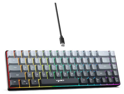 Zdjęcie produktu dla 68-klawiszowa, gradientowa klawiatura przewodowa z regulowanym podświetleniem RGB i wtryskiwaną nakładką na klawisze do gier w kolorze gradientowej czerni