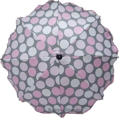 Produktbild von Skyline Sonnenschirm für Kinderwagen flexiblem Befestigungsarm UV-Schutz50+ Sonnensegel Sonnenschutz Kinderwagen-Sonnensegel, Ø63cm, Rosa Kreise