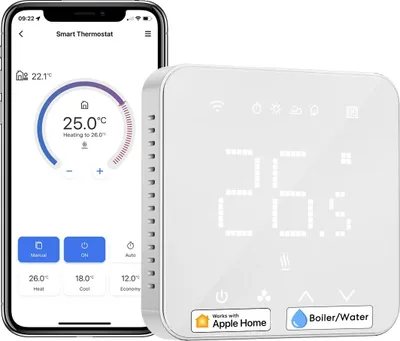 Zdjęcie produktu dla Inteligentny termostat, sterowanie WLAN, energooszczędny, bojler lub woda