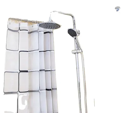 Obrázok produktu pre Tyč na sprchovú závesu, nerezová oceľ, tvar písmena U, maximálna nosnosť 20 kg, jednoduchá inštalácia, odolná polyesterová závesa