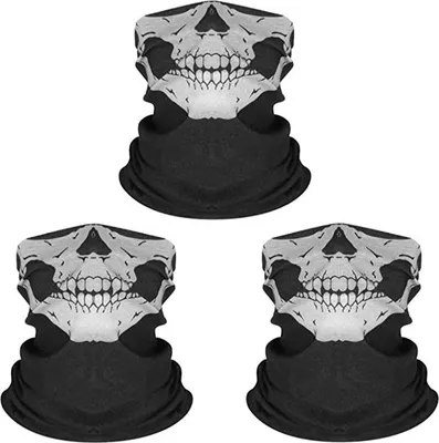 Produktbild von [3 Stück] Motorrad Totenkopf Maske, Sturmmaske, Skull Skelett Maske für Motorrad Fahrrad Ski Halloween