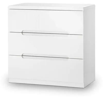 Ladekast mit 3 Schubladen – Hochglanz-Weiß, 80x80x40 cm
