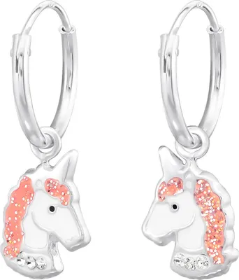 Produktbild von Creolen Kinder Ohrringe 925 Sterling Silber mit Einhorn