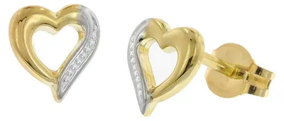 Produktbild von trendor Damen-Ohrringe Gold 333 / 8K Bicolor Herz-Ohrstecker Ø 6 mm 28464
