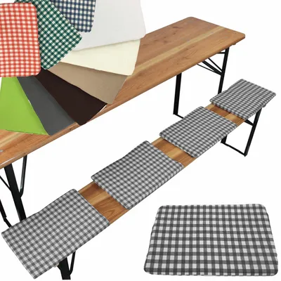 Produktbild von NYVI Bierbank Sitzkissen 36x25 cm NYVIGala 4er Set Grau Kariert - Komfortable Sitzpolster für Bierbänke - Bierbankkissen mit elastischer Klettband Befestigung - Polster Bierzeltgarnitur