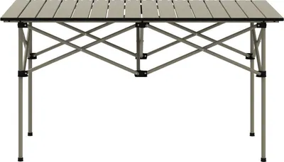 Immagine prodotto di Tavolo da campeggio pieghevole con piano avvolgibile, struttura a X, tavolo da giardino in alluminio leggero per 2 persone, tavolino ausiliario pieghevole per giardino, balcone e campeggio, 95 x 55 cm