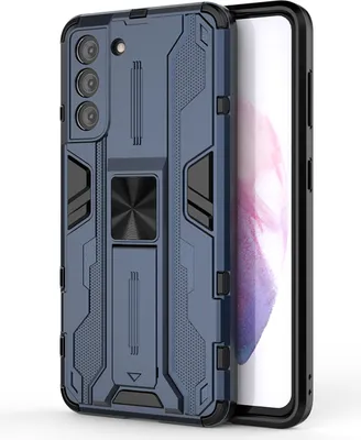 Produktbild von Galaxy S21 5G Hülle, Dual Layer PC TPU Bumper Stoßfest Ständer Schutzhülle für Samsung Galaxy S21 5G Blau