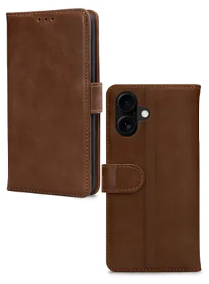 Produktbild von Mobilize Wallet iPhone 16 Hülle Echtes Leder Klapphülle Geldbörse - Braun