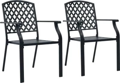 Produktbild von Stapelbare Gartenstühle 2 Stk. Stahl Schwarz 44265