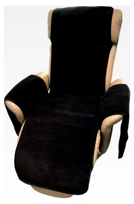 Produktbild von Sesselschoner für Relaxsessel, rutschfest in Schwarz/Anthrazit mit Taschen, 100% Wolle und Kaschmiranteil