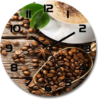 Produktbild von Wanduhr aus Glas 30fi Glasbild Glasuhr Gehärtetes Glas - schwarze-zeiger - Coffee