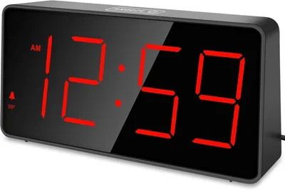 Obrázek produktu pro Digitální budík s velkými číslicemi, budík s nabíjecí stanicí, s nastavitelnou jasností a hlasitostí, s funkcí odložení, s možností přepínání mezi 12/24hodinovým formátem, digitální hodiny napájené ze sítě