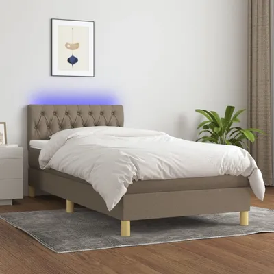 Produktbild von Design Möbel Boxspringbett mit Matratze & LED Taupe 90x190 cm Stoff - 2024 Neu