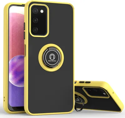 Produktbild von Samsung A03S Hülle, Ring Halter Ständer Matte Transluzent TPU Rahmen Stoßfest Schutzhülle für Samsung Galaxy A03S Gelb