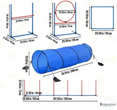 Image de Kit d'entraînement léger pour chiens, 5 pièces, avec tunnel et obstacles