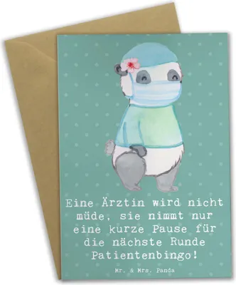 Produktbild von Mr. & Mrs. Panda Glückwunschkarte Ärztin Pause - Meeresbrise - Geschenk, Heilung, Berufsgestaltung, Beruf, weihnachtskarten, Klappkarte, Dankeschön, Berufe, osterkarten