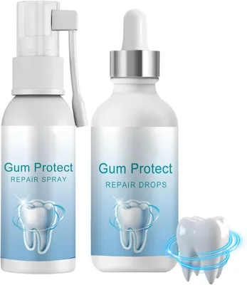 Produktbild von Zahnfleisch Reparatur Spray & Tropfen gegen Zahnfleischrückgang: Gum Protect Repair Gel + Gum Protect Repair Spray für Zahnsteinentferner