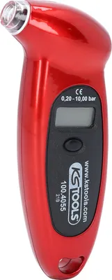 Zdjęcie produktu dla KS Tools 100.4055, Manometr cyfrowy, 0,2 - 10 bar, Klasyczny, kPa, Psi, Czerwony, Rozpierak, LCD