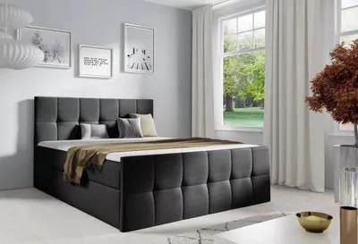 Produktbild von Doppelbett CHLOE – 200 x 220 cm, schwarz + GRATIS Matratzenauflage