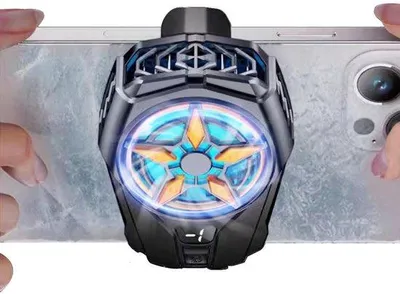 Image de Ventilateur de refroidissement pour smartphones avec affichage de la température par LED, adapté à une utilisation en extérieur et au gaming