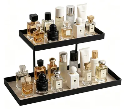 Immagine prodotto di Organizzatore per profumi, modello doppio, in metallo e ecopelle
