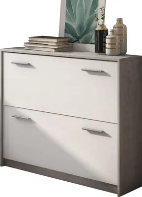 Produktbild von Nespolo - Schuhschrank, 98x24x80h cm Beton-Grau, 2 Regale
