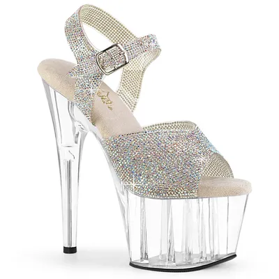 Produktbild von ADORE-708N-RS Damen Sandale von Pleaser, Silber EU 38, US 8