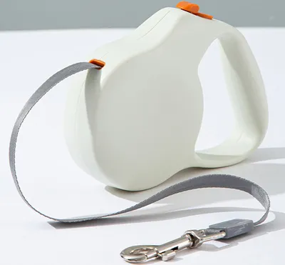 Produktbild von Einziehbare Hundeleine, 3 m, für kleine und mittelgroße Hunde oder Katzen, Ein-Knopf-Bremse (Beige)