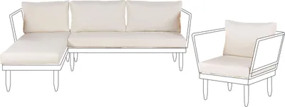 Produktbild von BELIANI Ersatzbezüge Cremeweiß aus Stoff 7-teilig mit Reißverschlüssen Modern Outdoor Rücken- und Sitzkissenbezüge für Gartenmöbel Loungemöbel